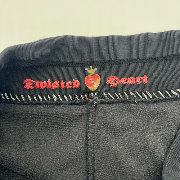 Twisted Heart Y2K Velour Embelished Sweat Pants Black Womens Size M Lounge - Picture 9 of 9